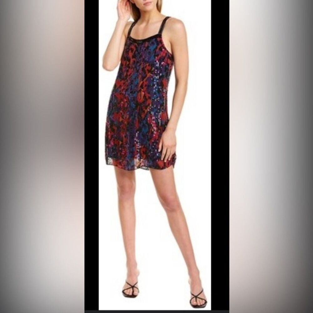 Parker Saturn Beaded Slip mini in animal print Dress NWT SzS - Picture 4 of 4